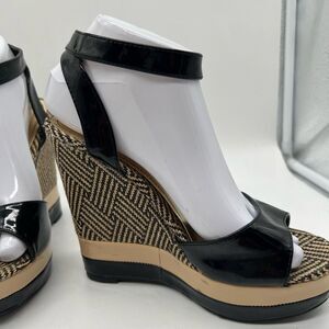 Bamboo Raffia Look Wedge‎ Platform Sandals